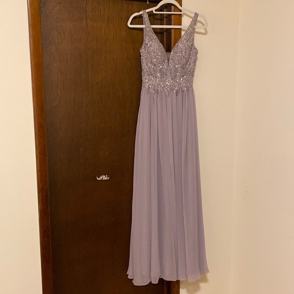 Purple Sequin Strapless Gown for Wedding Guest